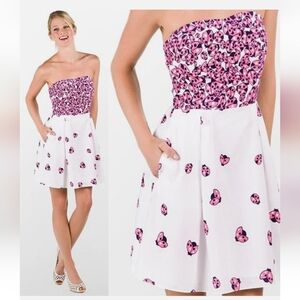 Lilly Pulitzer Felicity Strapless Tube Top Pink and White Ladybug Garden Dress 4